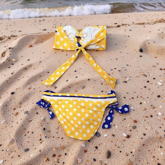 BETSY JOHNSON LARGE brand new Polka Dot Yellow Bikini Set - Picture 5 of 9